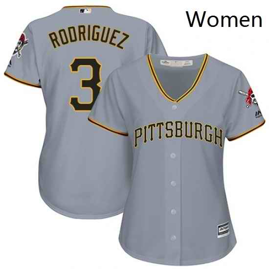 Womens Majestic Pittsburgh Pirates 3 Sean Rodriguez Replica Grey Road Cool Base MLB Jersey
